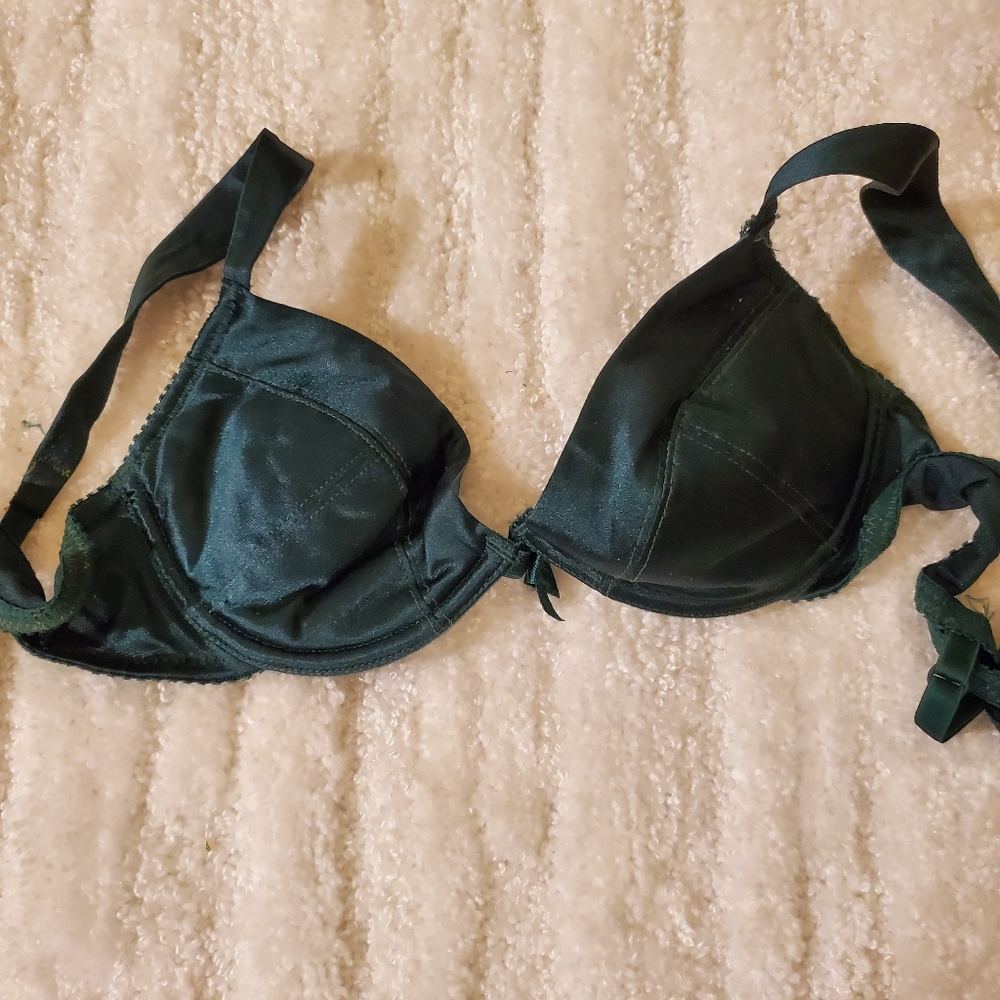 Dark Green Satin Bra